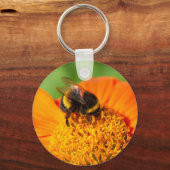 Bumblebei op Oranje ventilator Sleutelhanger (Voorkant)