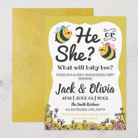 Bumblebei van de bijen Baby, die hij of zij onthul Kaart (Voorkant / Achterkant)