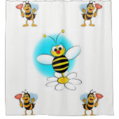 Bumblebeige witte gele kinderen douchegordijn (Voorkant)