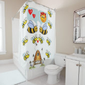 Bumblebeige witte gele kinderen douchegordijn (In situ)