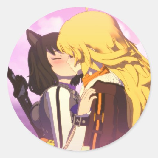 Bumbleby Kiss Yang Xiao Long en Blake Belladonna Ronde Sticker (Voorkant)
