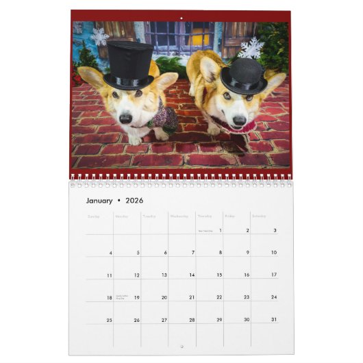 Bumbles en Dawgins Corgi Kalender 2026 (Jan 2026)