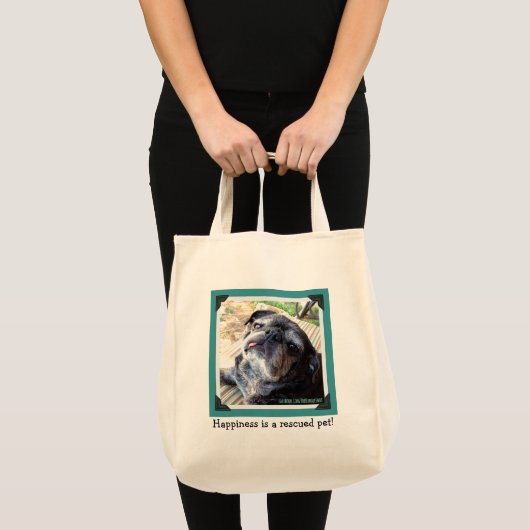 Bumblesnot Canvas tas: Geluk is een gered huisdier Tote Bag (Voorkant (product))