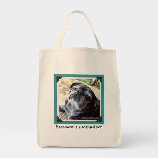 Bumblesnot Canvas tas: Geluk is een gered huisdier Tote Bag (Voorkant)