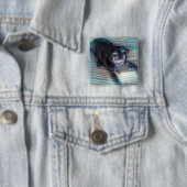 Bumblesnot-toets: Pug in blauw Vierkante Button 5,1 Cm (In situ)