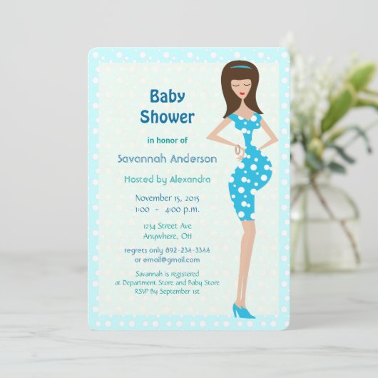 Bump Baby Boy Shower Invitations Kaart (Staand voorkant)