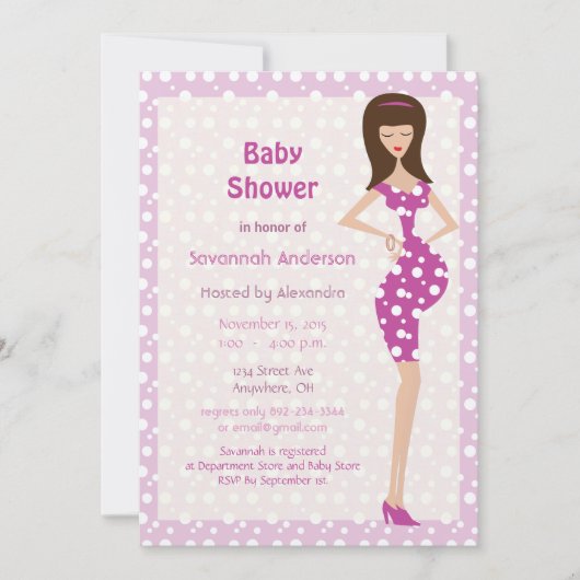 Bump Baby Girl Shower Invitations Kaart (Voorkant)