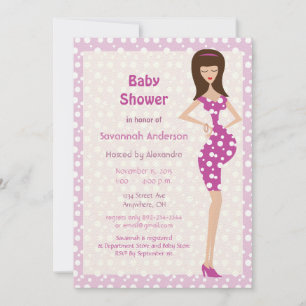 Bump Baby Girl Shower Invitations Kaart