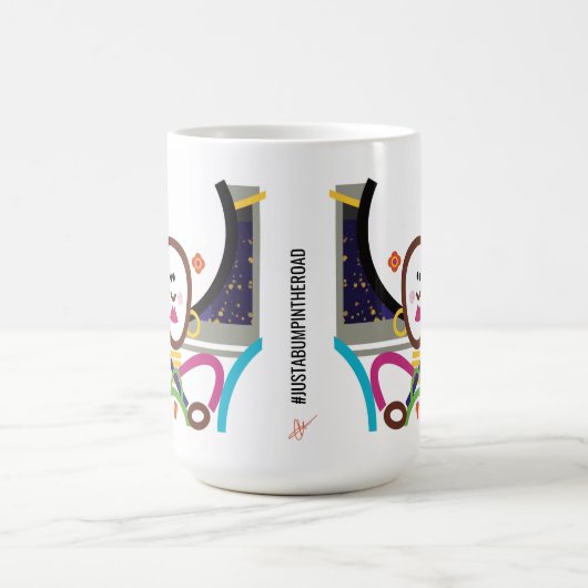 Bump in de weg Abstracte Moderne Kunst Retro Mok (Center)