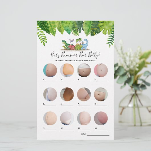 Bump of Beer Belly Dinosaur Baby shower Game (Staand voorkant)