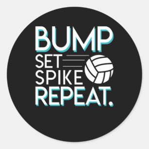 Bump Set Spike Herhaal Volleybal Liefhebber Gifts Ronde Sticker