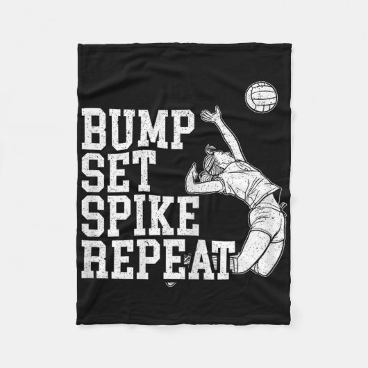 Bump Set Spike Herhaal Volleyll Speler Coach Gamed Fleece Deken (Voorkant)