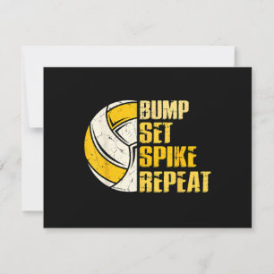 Bump Set Spike Repat Volleyball Funny
