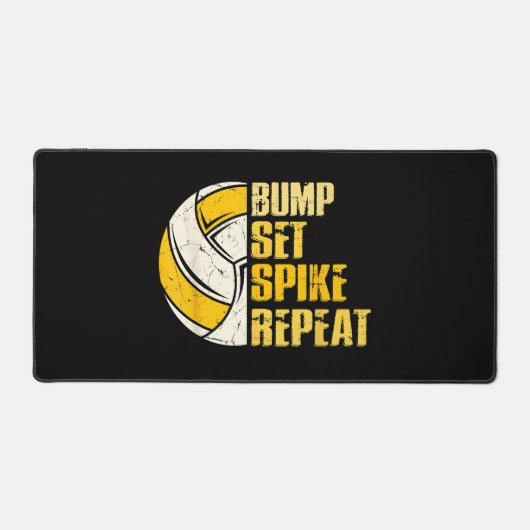 Bump Set Spike Repat Volleyball Funny Bureaumat (Voorkant)