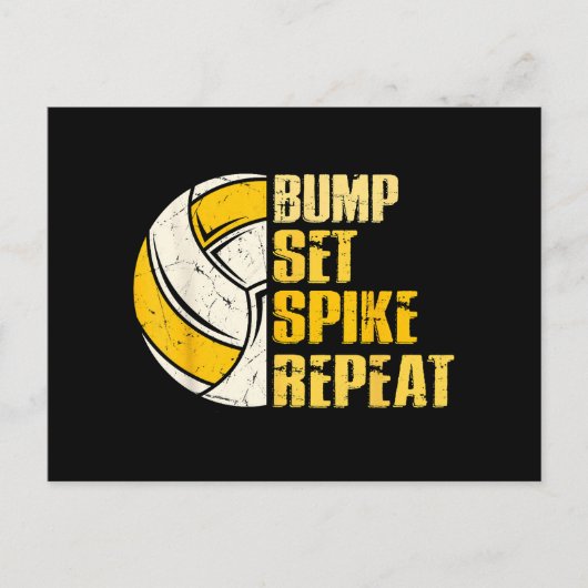 Bump Set Spike Repat Volleyball Funny Feestdagenkaart (Voorkant)