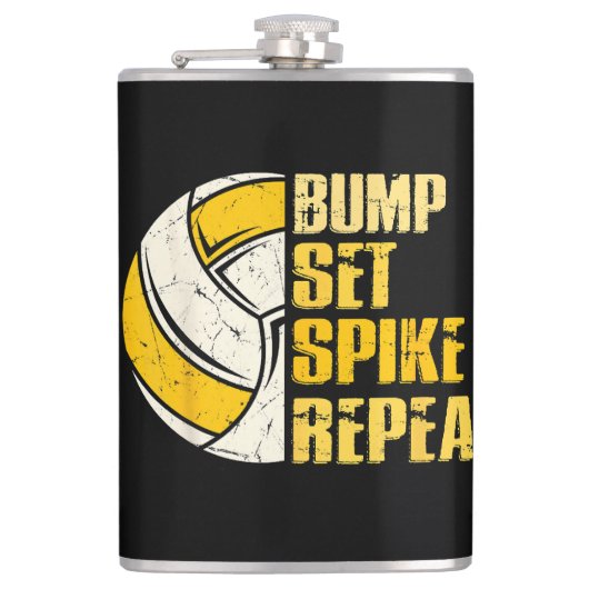 Bump Set Spike Repat Volleyball Funny Heupfles (Voorkant)