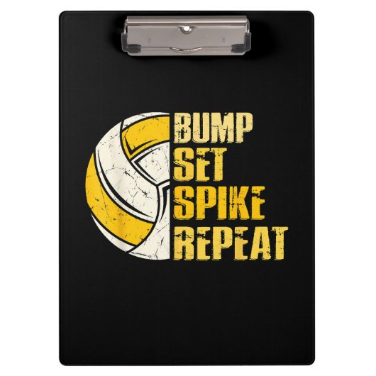 Bump Set Spike Repat Volleyball Funny Klembord (Voorkant)