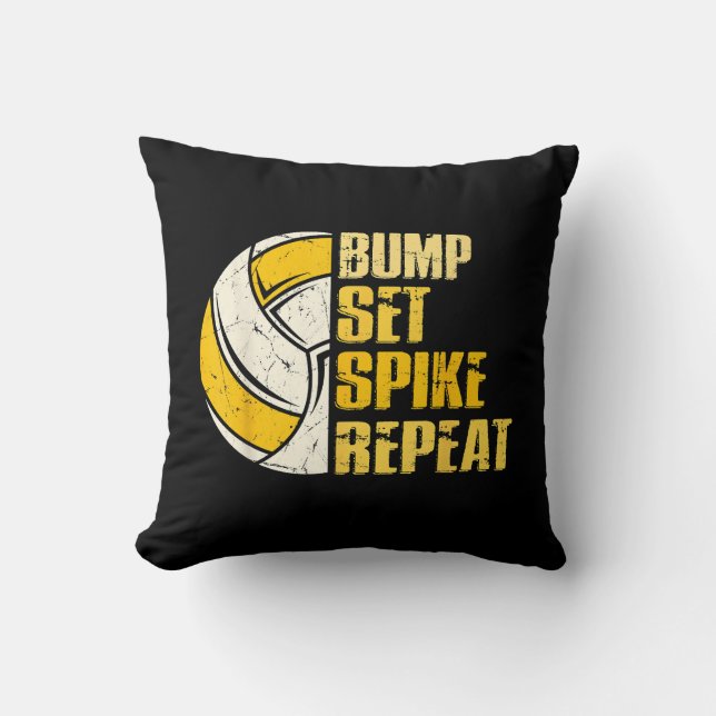 Bump Set Spike Repat Volleyball Funny Kussen (Voorkant)