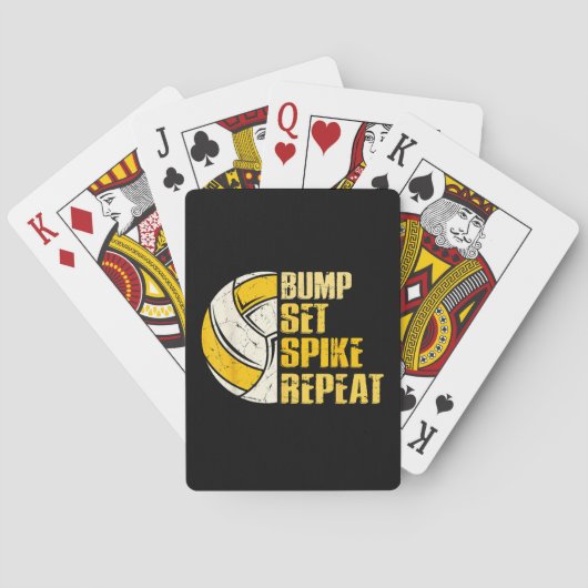 Bump Set Spike Repat Volleyball Funny Pokerkaarten (Achterkant)