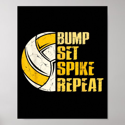 Bump Set Spike Repat Volleyball Funny Poster (Voorkant)