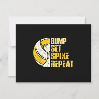Bump Set Spike Repat Volleyball Funny RSVP Kaartje