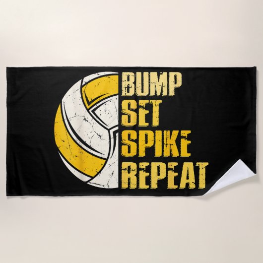 Bump Set Spike Repat Volleyball Funny Strandlaken (Voorkant)