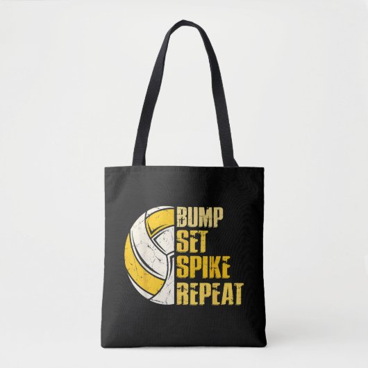 Bump Set Spike Repat Volleyball Funny Tote Bag (Voorkant)