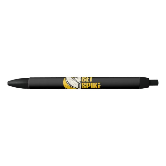Bump Set Spike Repat Volleyball Funny Zwarte Inkt Pen (Voorkant)