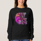 Bump Set Spike Repat Volleyball Lover Girls Athle Trui (Voorkant)