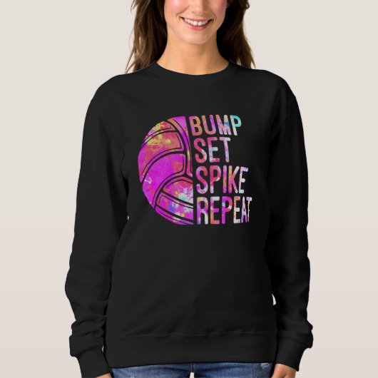 Bump Set Spike Repat Volleyball Lover Girls Athle Trui (Voorkant)