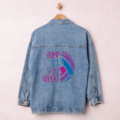 Bump Set Spike Repat Volleyball Setter Spiker Mann Denim Jacket (Hangar)