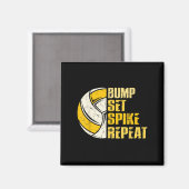 Bump Set Spike Repeat Volleyball Fun Magneet (Voorkant / Achterkant)