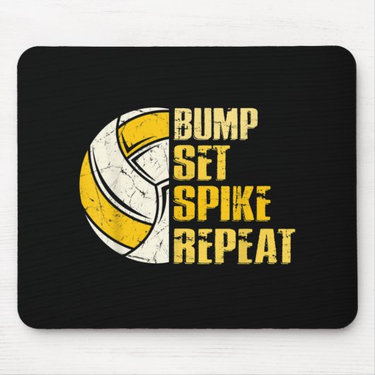 Bump Set Spike Repeat Volleyball Fun Muismat (Voorkant)