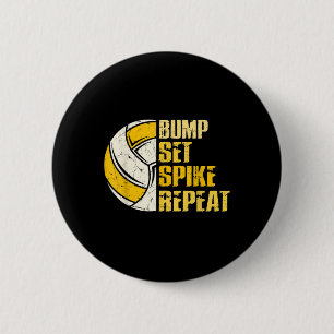 Bump Set Spike Repeat Volleyball Fun Ronde Button 5,7 Cm