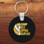 Bump Set Spike Repeat Volleyball Fun Sleutelhanger (Voorkant)