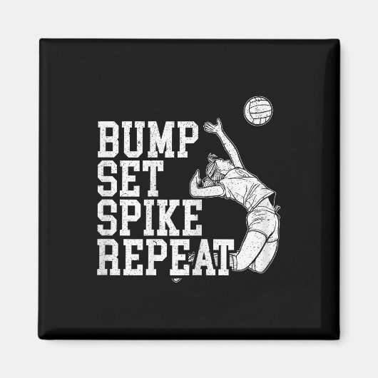 Bump Set Spike Repeat Volleyll Player Coach Gameda Magneet (Voorkant)