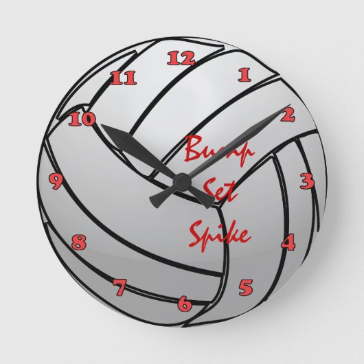 Bump Set Spike Volleyball met cijfers Ronde Klok (Voorkant)