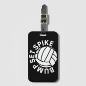 Bump set spike volleyball team bagagelabel (Voorkant (verticaal))