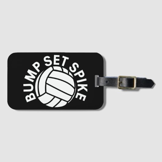 Bump set spike volleyball team bagagelabel (Voorkant (horizontaal))