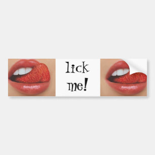 bumper, sticker, aardbei, lippen, lik me bumpersticker