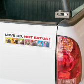 bumper, sticker, dieren, vegetariër, liefde bumpersticker (Op Truck)