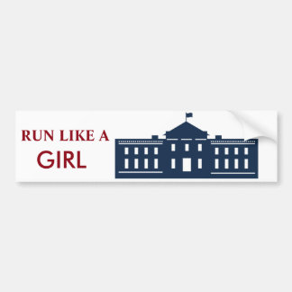 bumper sticker hillary run-achtig meisje