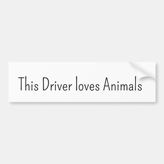 Bumper Sticker This Driver loves Animals (Voorkant)