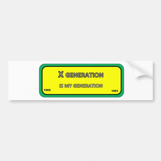 Bumper/venstersticker voor X-generatie Bumpersticker (Voorkant)