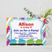 Bumperauto's, carnaval Circus Birthday Party Kaart (Staand voorkant)