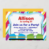 Bumperauto's, carnaval Circus Birthday Party Kaart (Voorkant / Achterkant)