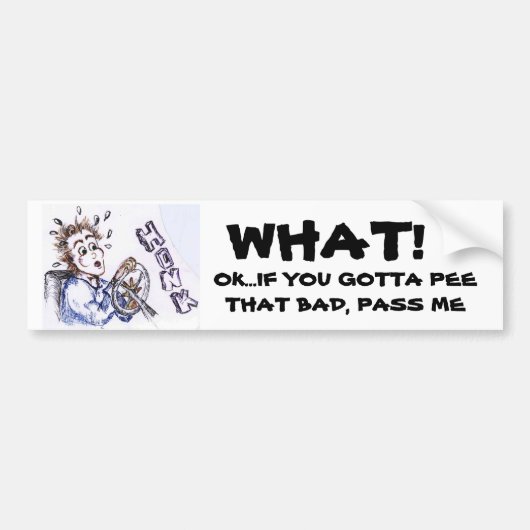 Bumpersticker, "Achteroprijdend" Bumpersticker (Voorkant)
