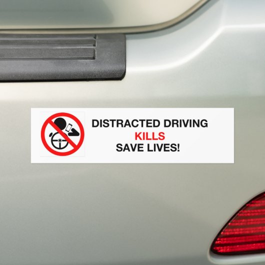 Bumpersticker afgeleid rijden (Op auto)