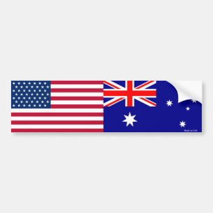 Bumpersticker Amerikaanse en Australische vlaggen