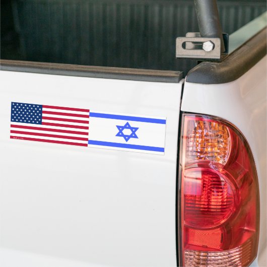 Bumpersticker Amerikaanse en Israëlische vlaggen (Op Truck)